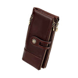 Darrahopens Fashion > Women's Fashion > Women's Accessories women's leather wallet, anti-skimming wallet, retro style wallet, Korean fashion wallet, long wallet for women, ladies accessory, RFID blocking wallet, genuine leather clutch - Black - Size L In Australia - Darrahopens