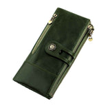 Darrahopens Fashion > Women's Fashion > Women's Accessories women's leather wallet, anti-skimming wallet, retro style wallet, Korean fashion wallet, long wallet for women, ladies accessory, RFID blocking wallet, genuine leather clutch - Black - Size L In Australia - Darrahopens