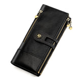 Darrahopens Fashion > Women's Fashion > Women's Accessories women's leather wallet, anti-skimming wallet, retro style wallet, Korean fashion wallet, long wallet for women, ladies accessory, RFID blocking wallet, genuine leather clutch - Blue - Size L In Australia - Darrahopens
