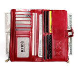 Darrahopens Fashion > Women's Fashion > Women's Accessories women's leather wallet, anti-skimming wallet, retro style wallet, Korean fashion wallet, long wallet for women, ladies accessory, RFID blocking wallet, genuine leather clutch - Red - Size L In Australia - Darrahopens