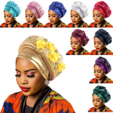 Darrahopens Fashion > Women's Fashion > Women's Accessories Women's Luxury Gold Turban Hat with Beaded Floral Embellishments Pre-Tied African Style Headwrap for Weddings Parties & Special Occasions
