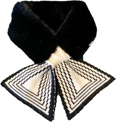 Darrahopens Fashion > Women's Fashion > Women's Accessories Women's Scarf - Women's Winter Scarf - Thick - Warm - Short Scarves - Plush Cross Scarves - Neck Scarves - Ultra Soft - 75x10 cm - Black