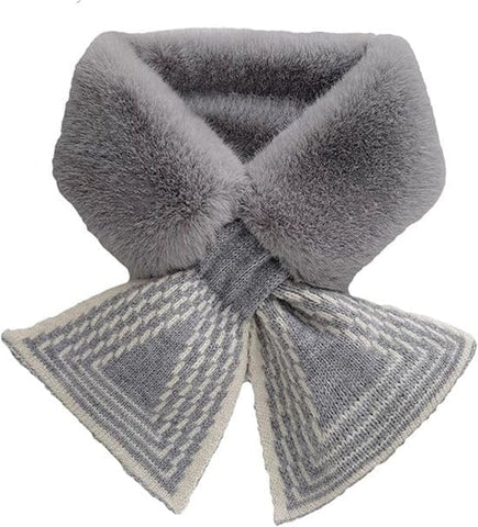 Darrahopens Fashion > Women's Fashion > Women's Accessories Women's Scarf - Women's Winter Scarf - Thick - Warm - Short Scarves - Plush Cross Scarves - Neck Scarves - Ultra Soft - 75x10 cm - Gray