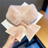 Darrahopens Fashion > Women's Fashion > Women's Accessories Women's Scarf - Women's Winter Scarf - Thick - Warm - Short Scarves - Plush Cross Scarves - Neck Scarves - Ultra Soft - 75x10 cm - Pink