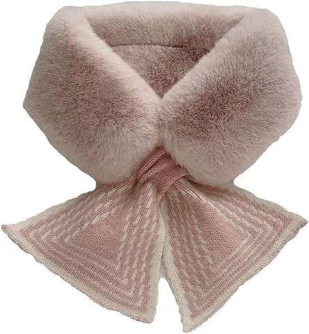 Darrahopens Fashion > Women's Fashion > Women's Accessories Women's Scarf - Women's Winter Scarf - Thick - Warm - Short Scarves - Plush Cross Scarves - Neck Scarves - Ultra Soft - 75x10 cm - Pink