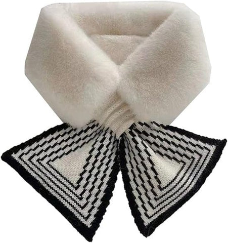 Darrahopens Fashion > Women's Fashion > Women's Accessories Women's Scarf - Women's Winter Scarf - Thick - Warm - Short Scarves - Plush Cross Scarves - Neck Scarves - Ultra Soft - 75x10 cm - White