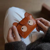 Darrahopens Fashion > Women's Fashion > Women's Accessories Women's wallet - Solid color - Cat design - A gift for young women and ladies (Brown)