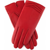 Darrahopens Fashion > Women's Fashion > Women's Accessories Womens Genuine Leather Gloves Fine Fleece Thermal Lining Pleat Detail - Berry In Australia - Darrahopens