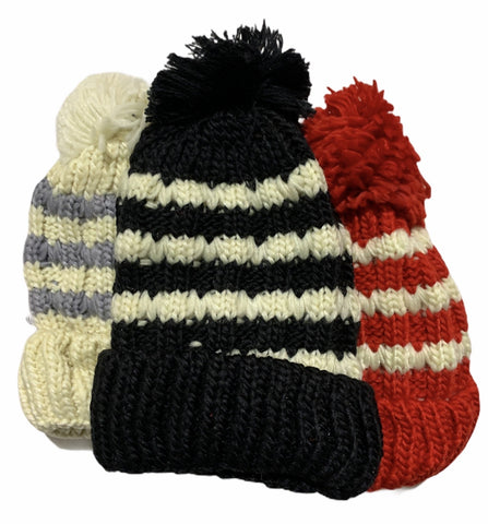 Darrahopens Fashion > Women's Fashion > Women's Accessories Womens Thick Knit Beanie Winter Fleece Lined Hat Warm Faux Fur Pom Striped Ski