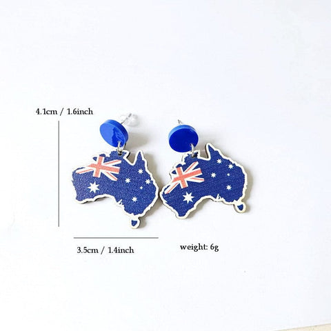 Darrahopens Fashion > Women's Fashion > Women's Accessories Wooden Australia Map Silhouette Earrings - Lightweight Geometric Ear Drops, Cultural Decor Gift(Style 1)