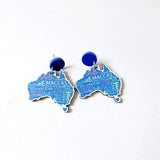 Darrahopens Fashion > Women's Fashion > Women's Accessories Wooden Australia Map Silhouette Earrings - Lightweight Geometric Ear Drops, Cultural Decor Gift(Style 1)