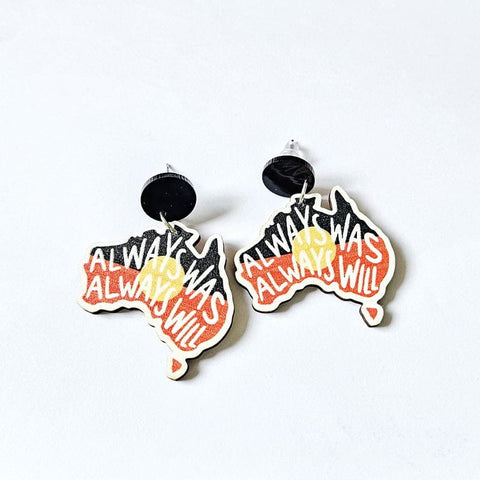 Darrahopens Fashion > Women's Fashion > Women's Accessories Wooden Australia Map Silhouette Earrings - Lightweight Geometric Ear Drops, Cultural Decor Gift(Style 3)