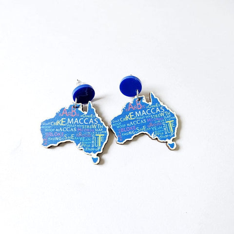 Darrahopens Fashion > Women's Fashion > Women's Accessories Wooden Australia Map Silhouette Earrings - Lightweight Geometric Ear Drops, Cultural Decor Gift(Style 4)