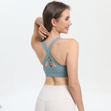 Darrahopens Fashion > Women's Fashion > Women's Activewear 2-Pack Blue High-Support Shockproof Sports Bra(M Size) - Women's Backless Yoga Running Vest with Naked-Feel Comfort (Padded & Wire-Free)