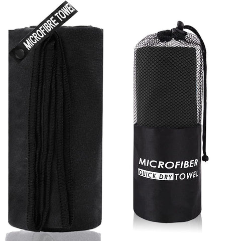 Darrahopens Fashion > Women's Fashion > Women's Activewear 2-Piece Black Quick-Dry Microfiber Sports Towel with Travel Case - Compact & Absorbent for Gym, Swimming & Camping