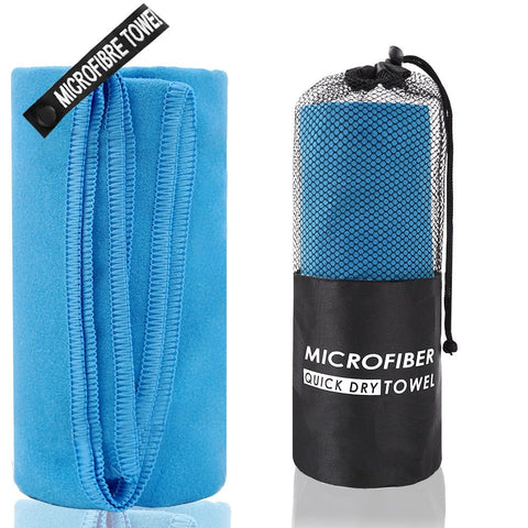 Darrahopens Fashion > Women's Fashion > Women's Activewear 2-Piece Blue Quick-Dry Microfiber Sports Towel with Travel Case - Compact & Absorbent for Gym, Swimming & Camping
