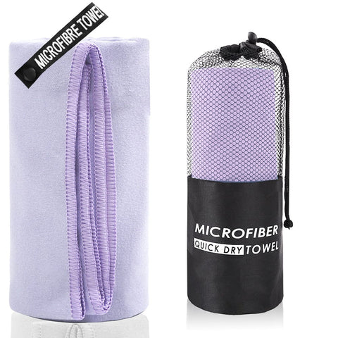 Darrahopens Fashion > Women's Fashion > Women's Activewear 2-Piece Light Purple Quick-Dry Microfiber Sports Towel with Travel Case - Compact & Absorbent for Gym, Swimming & Camping