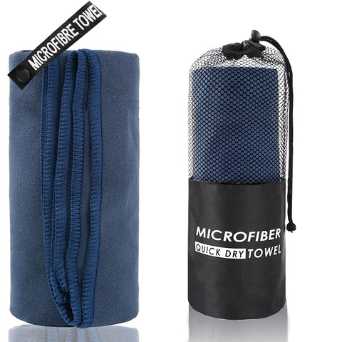 Darrahopens Fashion > Women's Fashion > Women's Activewear 2-Piece Navy Blue Quick-Dry Microfiber Sports Towel with Travel Case - Compact & Absorbent for Gym, Swimming & Camping