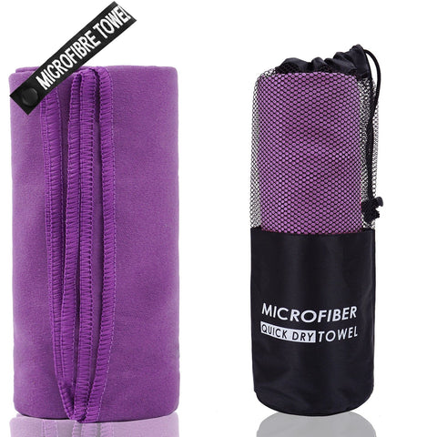 Darrahopens Fashion > Women's Fashion > Women's Activewear 2-Piece Purple Quick-Dry Microfiber Sports Towel with Travel Case - Compact & Absorbent for Gym, Swimming & Camping