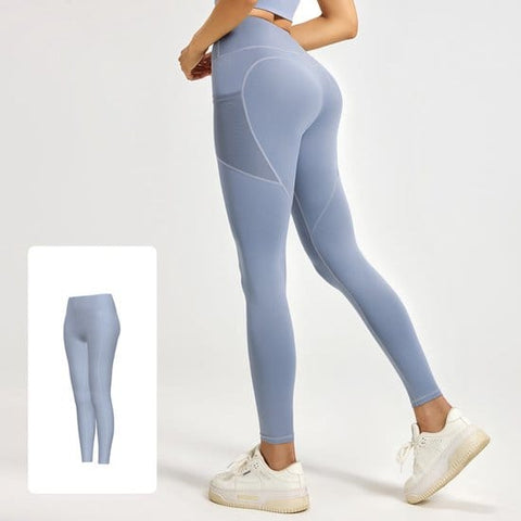 Darrahopens Fashion > Women's Fashion > Women's Activewear Slim Fit Sports Pants - High Waist Yoga Pants with Side Pockets - Soft and Stretchy Blended Fabric, Breathable and Comfortable - Skinny Fit with Elastic Waist - Suitable for Yoga, Fitness, Walking and Daily Use (Light Blue, Size L)