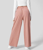 Darrahopens Fashion > Women's Fashion > Women's Activewear XL Pink Drapey High-Waist Wide-Leg Trousers - Loose Fit Casual Long Pants for Women