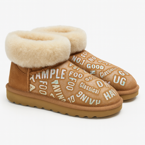 Darrahopens Fashion > Women's Fashion > Women's Boots Womens Australian Sheepskin Wool Fur Mini UGG Ankle Boots in Metallic Chestnut - 9