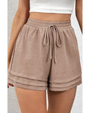 Darrahopens Fashion > Women's Fashion > Women's Bottoms Straw Yellow Textured Tiered Edge High Waist Casual Shorts - M