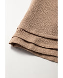 Darrahopens Fashion > Women's Fashion > Women's Bottoms Straw Yellow Textured Tiered Edge High Waist Casual Shorts - M