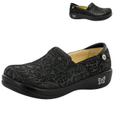 Darrahopens Fashion > Women's Fashion > Women's Casual Shoes ALEGRIA Keli Nursing Shoes Slip On Womens Work Working Hospitality - Black Embossed Paisley In Australia - Darrahopens