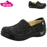Darrahopens Fashion > Women's Fashion > Women's Casual Shoes ALEGRIA Keli Nursing Shoes Slip On Womens Work Working Hospitality - Black Embossed Paisley In Australia - Darrahopens