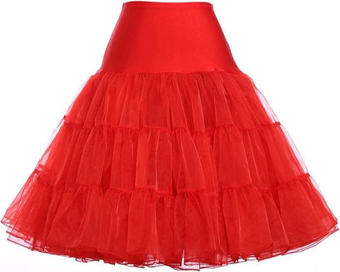 Darrahopens Fashion > Women's Fashion > Women's Dresses & Playsuits 50s Petticoat Rockabilly Dress Tulle Tutu for Women Red Red L