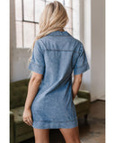 Darrahopens Fashion > Women's Fashion > Women's Dresses & Playsuits Beau Blue Short Sleeve Collared Patched Pocket Denim Mini Dress - S