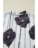 Darrahopens Fashion > Women's Fashion > Women's Dresses & Playsuits Black Plus Size Floral 3/4 Puff Sleeve Lace-up Neck Mini Dress - 2X