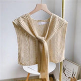 Darrahopens Fashion > Women's Fashion > Women's Dresses & Playsuits Knitted Openwork Shoulder Dress - Lightweight Cardigan & Scarf in One - Solid Color Goes With Everything - Beige