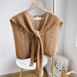 Darrahopens Fashion > Women's Fashion > Women's Dresses & Playsuits Knitted Openwork Shoulder Dress - Lightweight Cardigan & Scarf in One - Solid Color Goes With Everything - Khaki