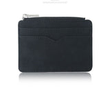 Darrahopens Fashion > Women's Fashion > Women's Handbags 2 Pcs Black Men's Slim Frosted PU Leather Card Holder Wallet with Zip Coin Pocket Multi-Card ID Case