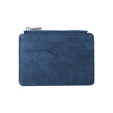 Darrahopens Fashion > Women's Fashion > Women's Handbags 2 Pcs Blue Men's Slim Frosted PU Leather Card Holder Wallet with Zip Coin Pocket Multi-Card ID Case