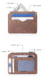 Darrahopens Fashion > Women's Fashion > Women's Handbags 2 Pcs Blue Men's Slim Frosted PU Leather Card Holder Wallet with Zip Coin Pocket Multi-Card ID Case