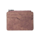 Darrahopens Fashion > Women's Fashion > Women's Handbags 2 Pcs Brown Men's Slim Frosted PU Leather Card Holder Wallet with Zip Coin Pocket Multi-Card ID Case