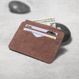 Darrahopens Fashion > Women's Fashion > Women's Handbags 2 Pcs Brown Men's Slim Frosted PU Leather Card Holder Wallet with Zip Coin Pocket Multi-Card ID Case