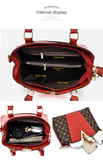Darrahopens Fashion > Women's Fashion > Women's Handbags 2 PCS Women's Handbag Set PU Leather Tote & Crossbody Purse Fashion Splicing Design Red