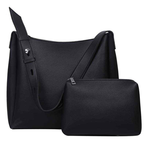 Darrahopens Fashion > Women's Fashion > Women's Handbags 2-Piece Women's Bucket Bag Set, Vintage Shoulder Tote and Crossbody Handbag, Black