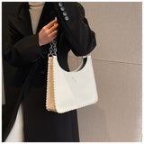 Darrahopens Fashion > Women's Fashion > Women's Handbags Beige Chic PU Leather Shoulder Bag with Chain Strap & Whipstitch Detail