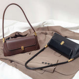 Darrahopens Fashion > Women's Fashion > Women's Handbags Beige Elegant Vintage Baguette Shoulder Bag - Chic PU Leather Underarm Purse with Gold Clasp