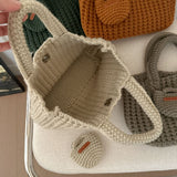 Darrahopens Fashion > Women's Fashion > Women's Handbags Beige Handcrafted Crochet Tote Bag – Vintage-Style Woven Cotton-Yarn Look Bag