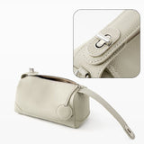 Darrahopens Fashion > Women's Fashion > Women's Handbags Beige Women Genuine First Layer Cowhide Boston Bag Fashionable Handheld Crossbody Shoulder Bag with 115cm Adjustable Strap