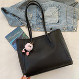 Darrahopens Fashion > Women's Fashion > Women's Handbags Black Chic Large Capacity Tote Bag - PU Leather Commuter Shoulder Handbag for Women