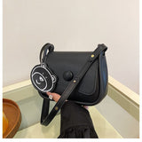 Darrahopens Fashion > Women's Fashion > Women's Handbags Black Chic PU Leather Crossbody Bag with Cute Bear Charm - Adjustable Strap Shoulder Purse