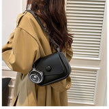 Darrahopens Fashion > Women's Fashion > Women's Handbags Black Chic PU Leather Crossbody Bag with Cute Bear Charm - Adjustable Strap Shoulder Purse
