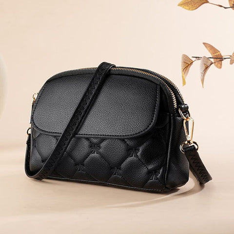 Darrahopens Fashion > Women's Fashion > Women's Handbags Black Chic Quilted Crossbody Bag - Multi-Compartment PU Leather Shoulder Purse